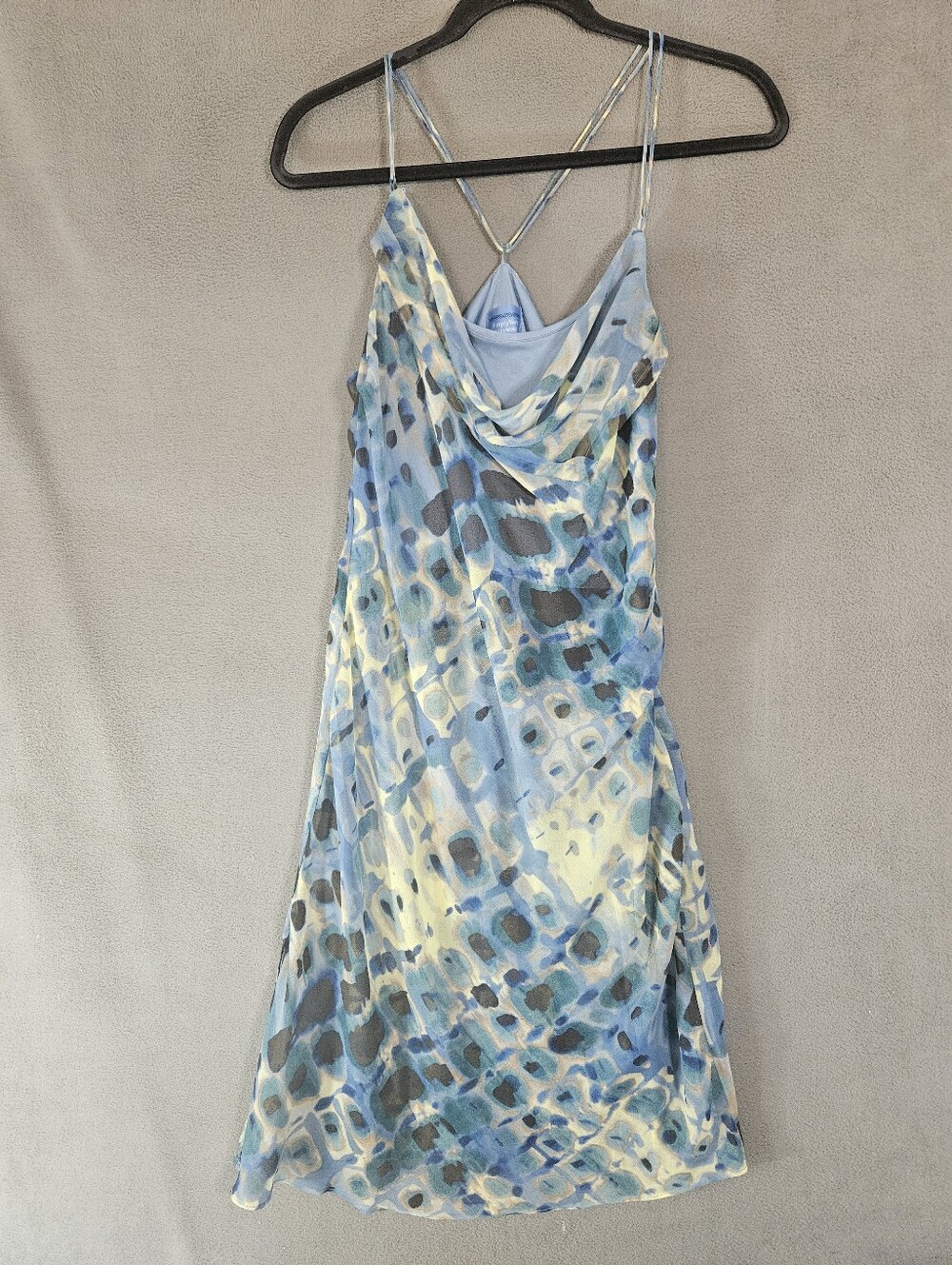 Simply Vera Wang Medium Dress Fairy Garden Strappy Marble Blue Draped Dance
